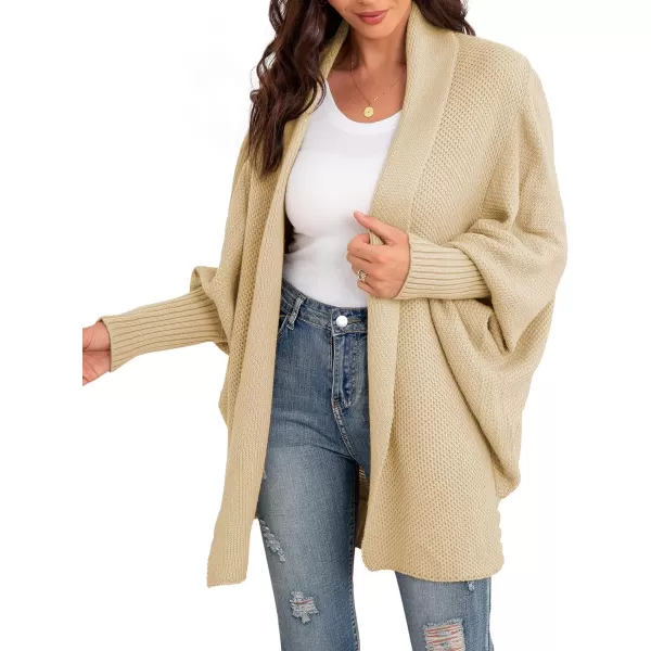GRECERELLE Women's Kimono Batwing Cable Open Front Knitted Slouchy Oversized Wrap Cardigan Sweater Outwear Coat
