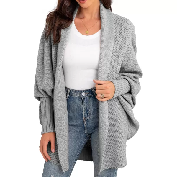 GRECERELLE Women's Kimono Batwing Cable Open Front Knitted Slouchy Oversized Wrap Cardigan Sweater Outwear Coat