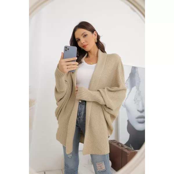 GRECERELLE Women's Kimono Batwing Cable Open Front Knitted Slouchy Oversized Wrap Cardigan Sweater Outwear Coat
