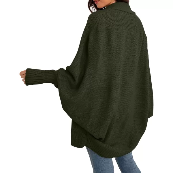 GRECERELLE Women's Kimono Batwing Cable Open Front Knitted Slouchy Oversized Wrap Cardigan Sweater Outwear Coat