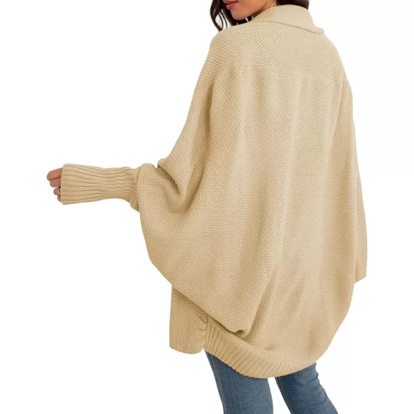 GRECERELLE Women's Kimono Batwing Cable Open Front Knitted Slouchy Oversized Wrap Cardigan Sweater Outwear Coat