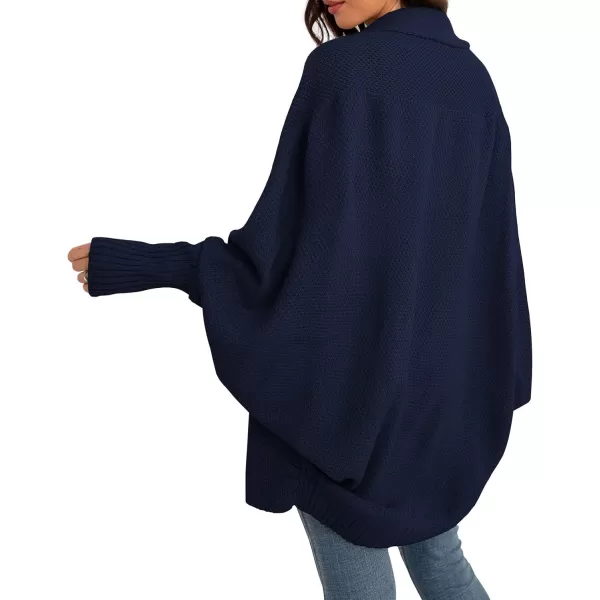 GRECERELLE Women's Kimono Batwing Cable Open Front Knitted Slouchy Oversized Wrap Cardigan Sweater Outwear Coat