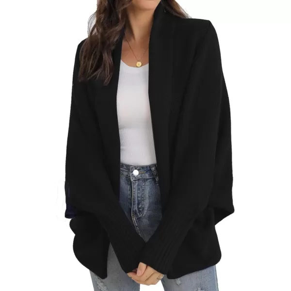 GRECERELLE Women's Kimono Batwing Cable Open Front Knitted Slouchy Oversized Wrap Cardigan Sweater Outwear Coat