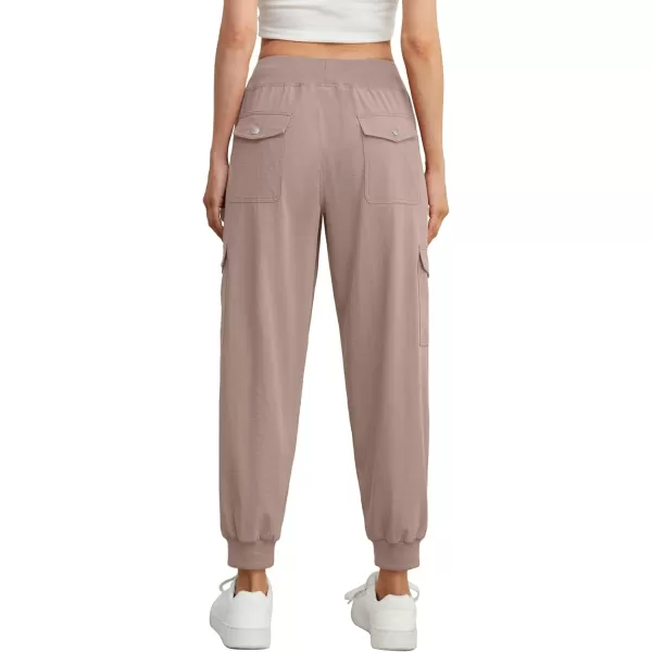 GRECERELLE Women's Lightweight Elastic Waist Cargo Pants with Buttoned Pockets for Summer Outdoor Hiking Jogging Traveling