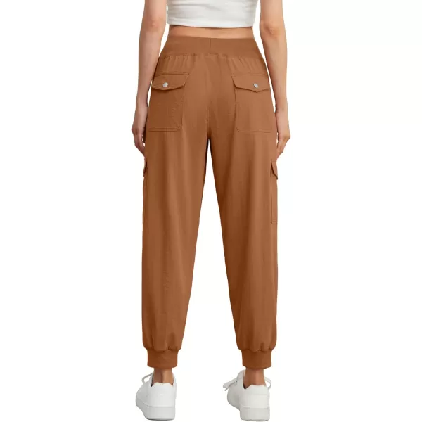 GRECERELLE Women's Lightweight Elastic Waist Cargo Pants with Buttoned Pockets for Summer Outdoor Hiking Jogging Traveling