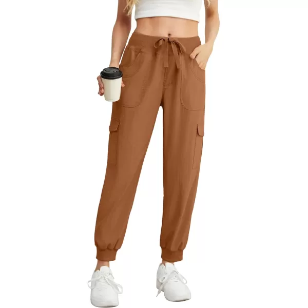 GRECERELLE Women's Lightweight Elastic Waist Cargo Pants with Buttoned Pockets for Summer Outdoor Hiking Jogging Traveling