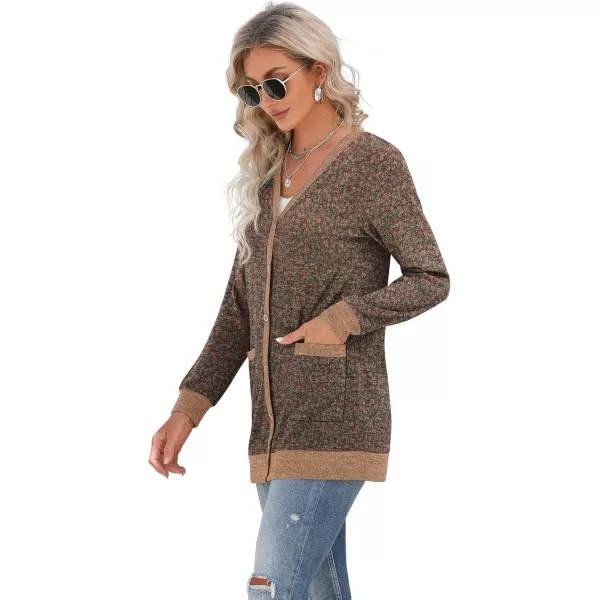 GRECERELLE Women's Long Sleeve Open Front Cardigan Button Down Ribbed Lightweight Knit Outerwear with Pocket