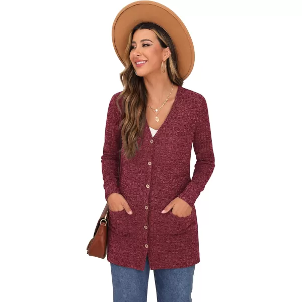 GRECERELLE Women's Long Sleeve Open Front Cardigan Button Down Ribbed Lightweight Knit Outerwear with Pocket