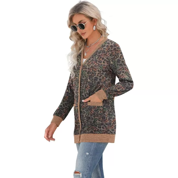 GRECERELLE Women's Long Sleeve Open Front Cardigan Button Down Ribbed Lightweight Knit Outerwear with Pocket