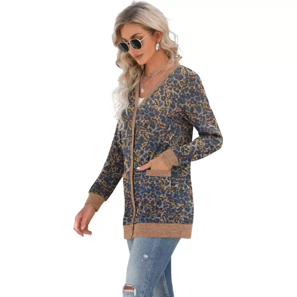 GRECERELLE Women's Long Sleeve Open Front Cardigan Button Down Ribbed Lightweight Knit Outerwear with Pocket