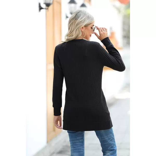 GRECERELLE Women's Long Sleeve Open Front Cardigan Button Down Ribbed Lightweight Knit Outerwear with Pocket