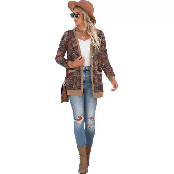 GRECERELLE Women's Long Sleeve Open Front Cardigan Button Down Ribbed Lightweight Knit Outerwear with Pocket