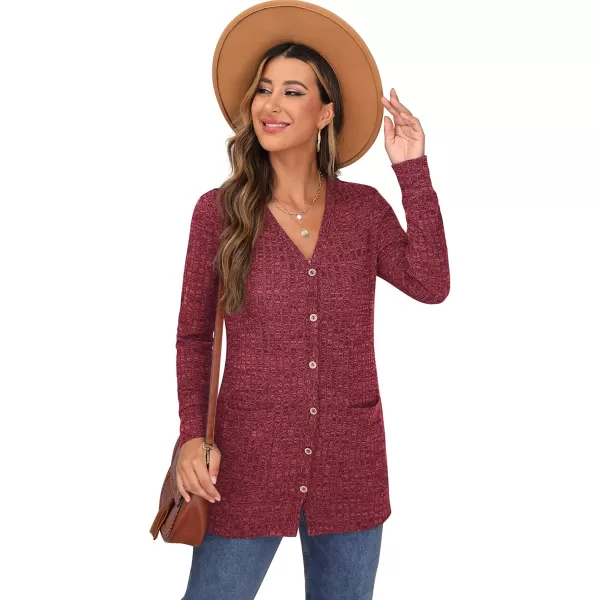 GRECERELLE Women's Long Sleeve Open Front Cardigan Button Down Ribbed Lightweight Knit Outerwear with Pocket
