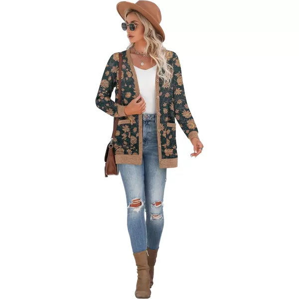 GRECERELLE Women's Long Sleeve Open Front Cardigan Button Down Ribbed Lightweight Knit Outerwear with Pocket