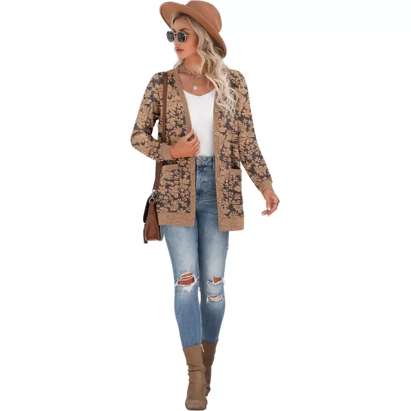 GRECERELLE Women's Long Sleeve Open Front Cardigan Button Down Ribbed Lightweight Knit Outerwear with Pocket
