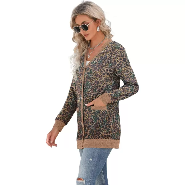 GRECERELLE Women's Long Sleeve Open Front Cardigan Button Down Ribbed Lightweight Knit Outerwear with Pocket