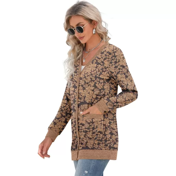 GRECERELLE Women's Long Sleeve Open Front Cardigan Button Down Ribbed Lightweight Knit Outerwear with Pocket