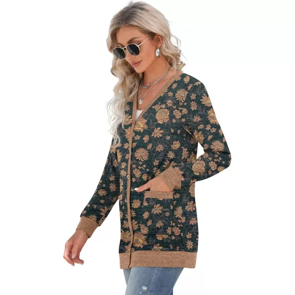 GRECERELLE Women's Long Sleeve Open Front Cardigan Button Down Ribbed Lightweight Knit Outerwear with Pocket