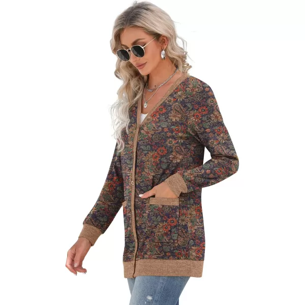GRECERELLE Women's Long Sleeve Open Front Cardigan Button Down Ribbed Lightweight Knit Outerwear with Pocket