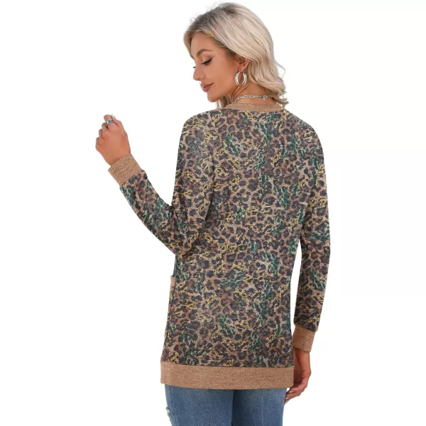 GRECERELLE Women's Long Sleeve Open Front Cardigan Button Down Ribbed Lightweight Knit Outerwear with Pocket