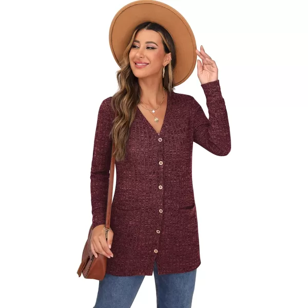 GRECERELLE Women's Long Sleeve Open Front Cardigan Button Down Ribbed Lightweight Knit Outerwear with Pocket