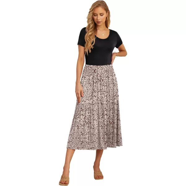 GRECERELLE Women's Summer Casual Crewneck Short Sleeve Aline Tiered Flowy Maxi Dress with Pockets