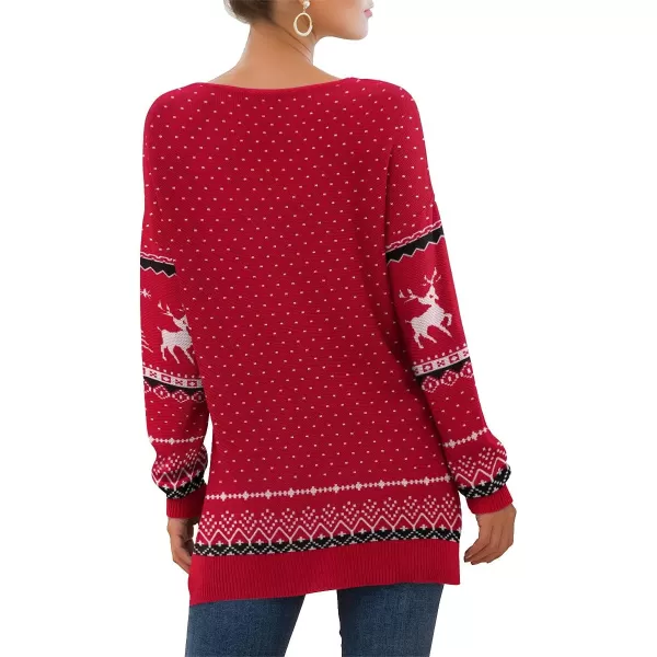 GRECERELLE Women's V-Neck Long Sleeve Side Split Loose Casual Knit Pullover Sweater Blouse