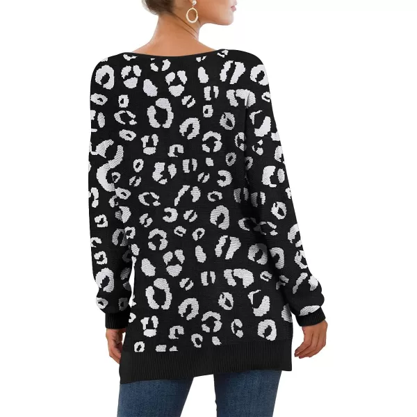 GRECERELLE Women's V-Neck Long Sleeve Side Split Loose Casual Knit Pullover Sweater Blouse