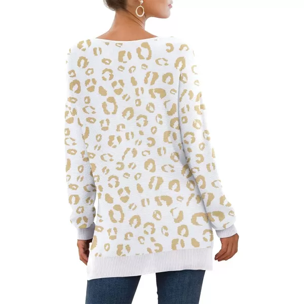 GRECERELLE Women's V-Neck Long Sleeve Side Split Loose Casual Knit Pullover Sweater Blouse