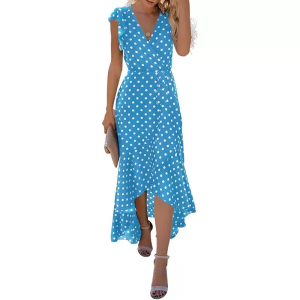 GRECERELLE 2024 Women's Spring Summer Boho Floral Print V-Neck Faux Wrap Maxi Dress for Wedding Guest, Graduation, Party
