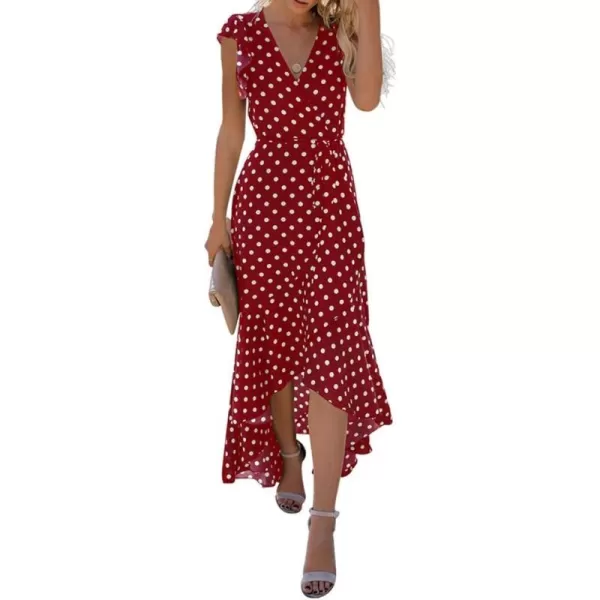 GRECERELLE 2024 Women's Spring Summer Boho Floral Print V-Neck Faux Wrap Maxi Dress for Wedding Guest, Graduation, Party
