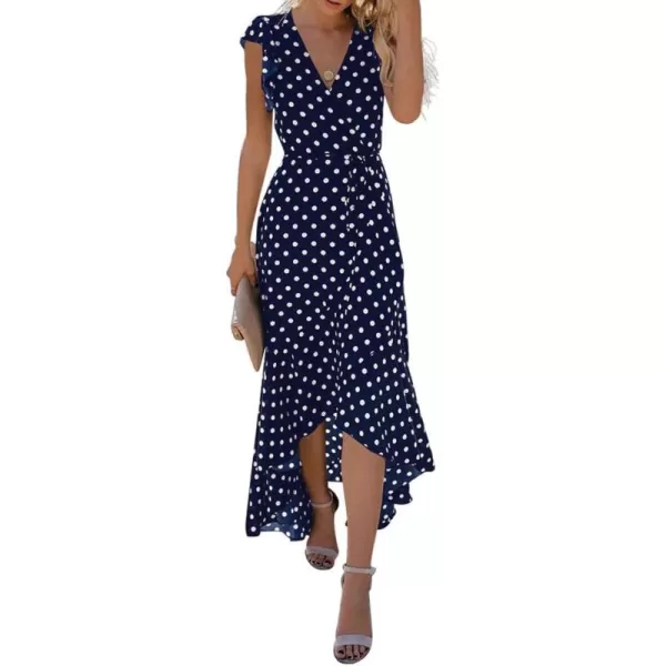 GRECERELLE 2024 Women's Spring Summer Boho Floral Print V-Neck Faux Wrap Maxi Dress for Wedding Guest, Graduation, Party