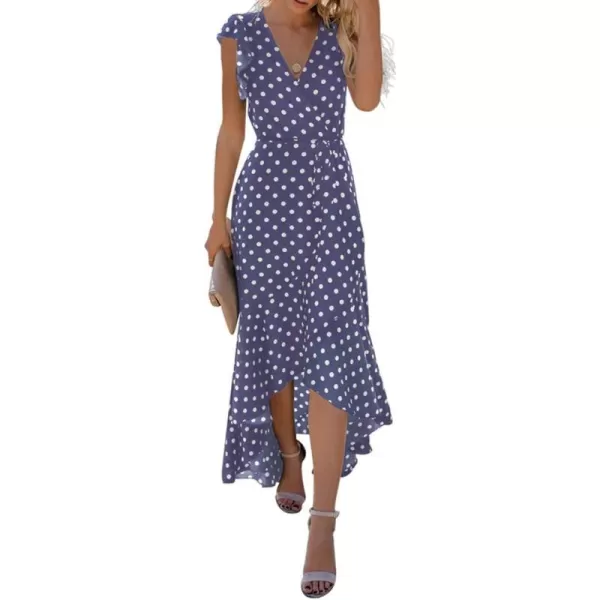 GRECERELLE 2024 Women's Spring Summer Boho Floral Print V-Neck Faux Wrap Maxi Dress for Wedding Guest, Graduation, Party