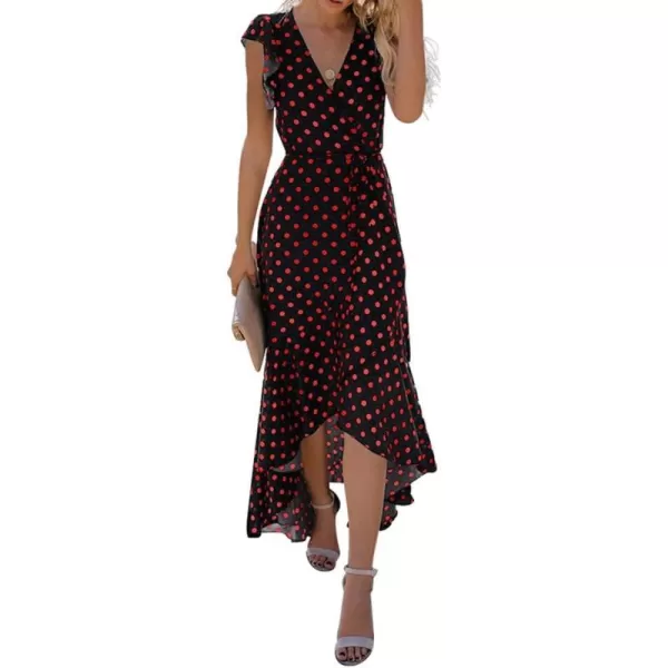 GRECERELLE 2024 Women's Spring Summer Boho Floral Print V-Neck Faux Wrap Maxi Dress for Wedding Guest, Graduation, Party