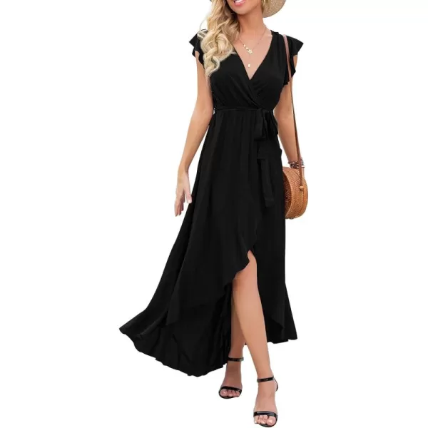 GRECERELLE 2024 Women's Spring Summer Boho Floral Print V-Neck Faux Wrap Maxi Dress for Wedding Guest, Graduation, Party