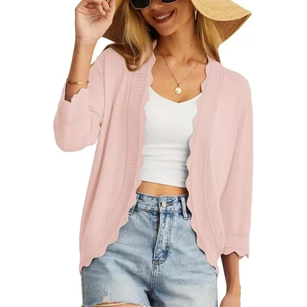 GRECERELLE Women's 3/4 Sleeve Summer Cardigan Lightweight Casual Open-Front Cropped Shrug Sweaters for Women