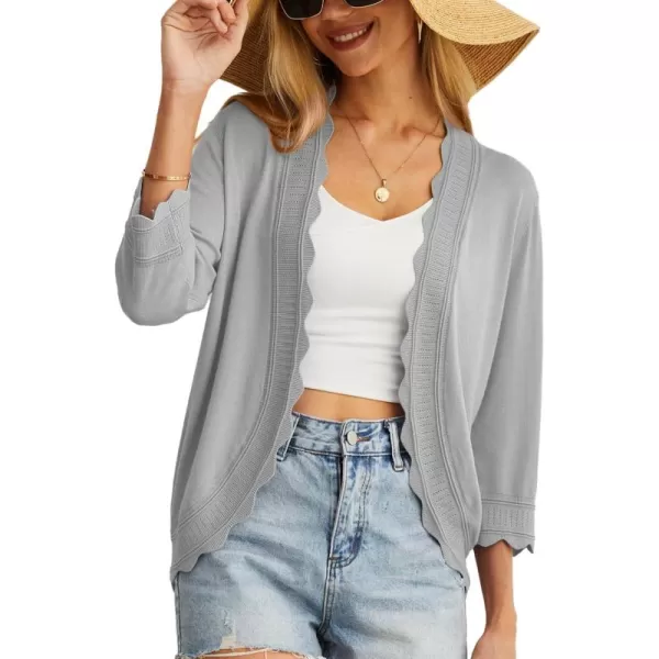 GRECERELLE Women's 3/4 Sleeve Summer Cardigan Lightweight Casual Open-Front Cropped Shrug Sweaters for Women