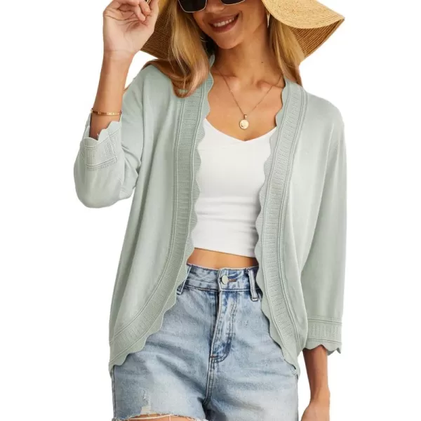GRECERELLE Women's 3/4 Sleeve Summer Cardigan Lightweight Casual Open-Front Cropped Shrug Sweaters for Women