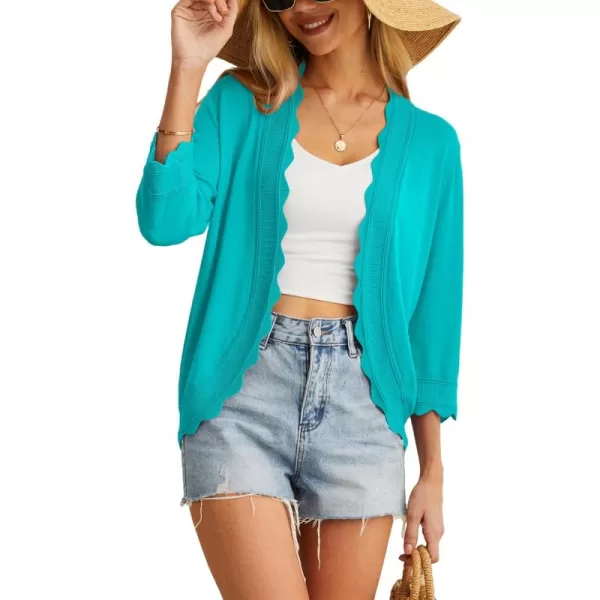 GRECERELLE Women's 3/4 Sleeve Summer Cardigan Lightweight Casual Open-Front Cropped Shrug Sweaters for Women