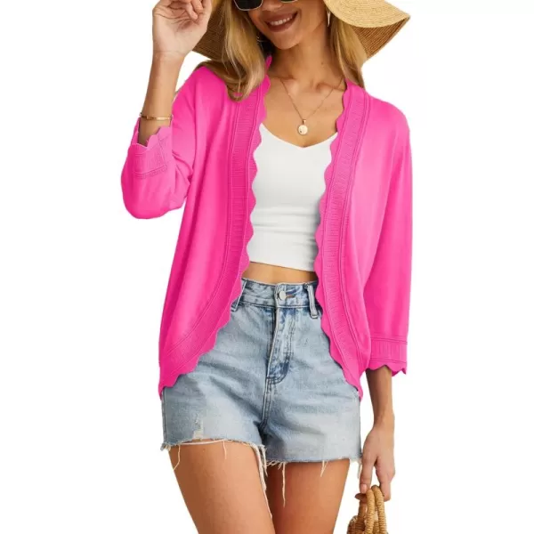 GRECERELLE Women's 3/4 Sleeve Summer Cardigan Lightweight Casual Open-Front Cropped Shrug Sweaters for Women