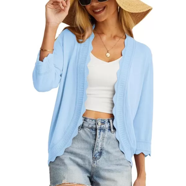GRECERELLE Women's 3/4 Sleeve Summer Cardigan Lightweight Casual Open-Front Cropped Shrug Sweaters for Women