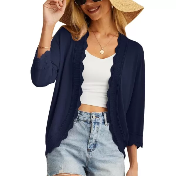 GRECERELLE Women's 3/4 Sleeve Summer Cardigan Lightweight Casual Open-Front Cropped Shrug Sweaters for Women