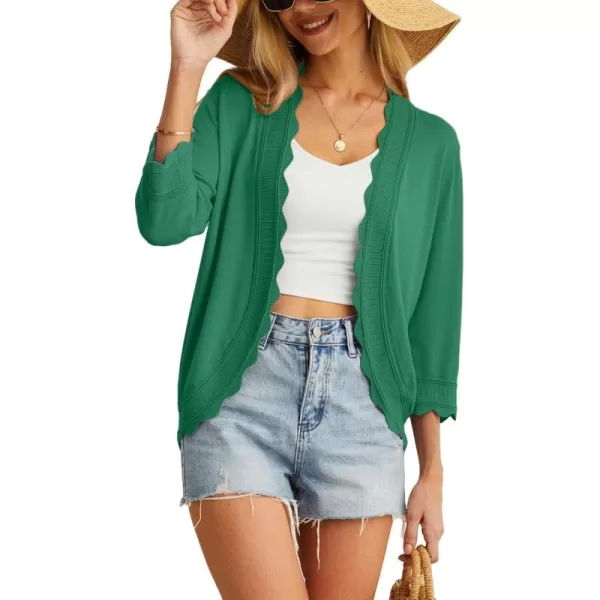 GRECERELLE Women's 3/4 Sleeve Summer Cardigan Lightweight Casual Open-Front Cropped Shrug Sweaters for Women