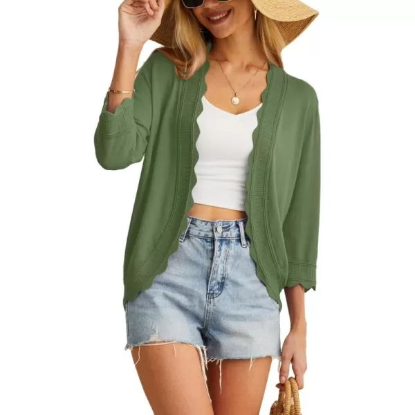 GRECERELLE Women's 3/4 Sleeve Summer Cardigan Lightweight Casual Open-Front Cropped Shrug Sweaters for Women