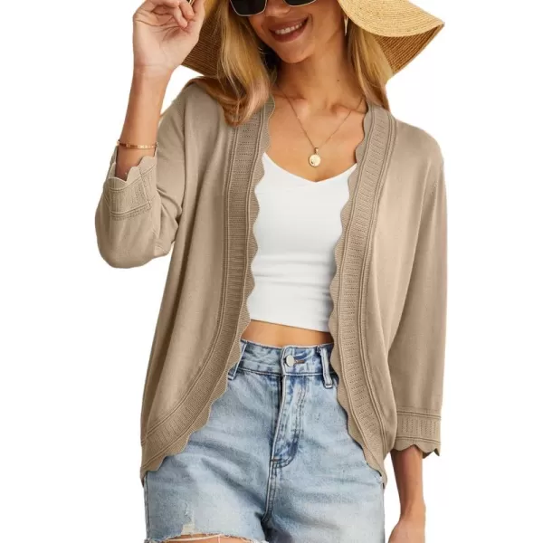 GRECERELLE Women's 3/4 Sleeve Summer Cardigan Lightweight Casual Open-Front Cropped Shrug Sweaters for Women
