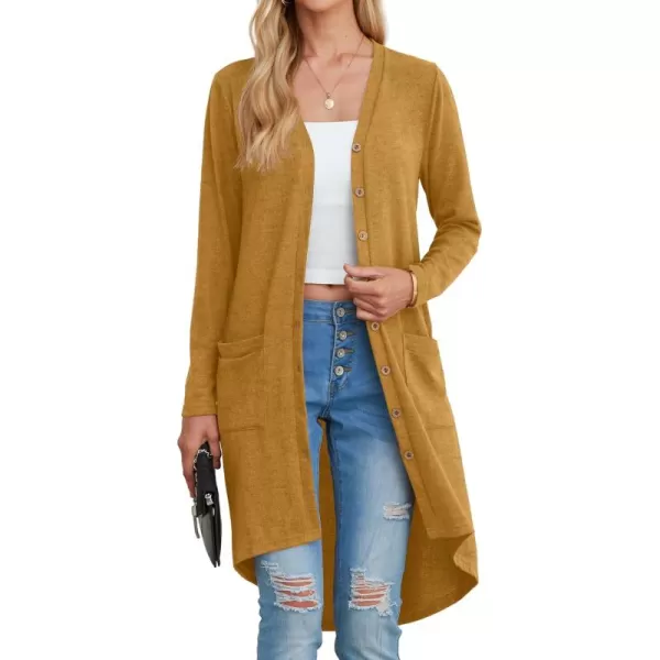 GRECERELLE Womens Cardigans Lightweight 2024 Long Sleeve Button Down Duster Casual Long Cardigan Outerwear with Pockets