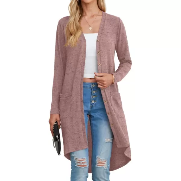 GRECERELLE Womens Cardigans Lightweight 2024 Long Sleeve Button Down Duster Casual Long Cardigan Outerwear with Pockets