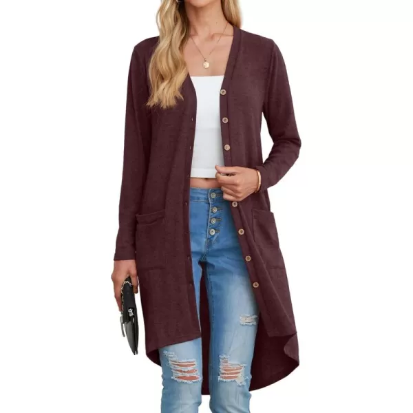 GRECERELLE Womens Cardigans Lightweight 2024 Long Sleeve Button Down Duster Casual Long Cardigan Outerwear with Pockets