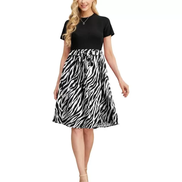 GRECERELLE Womens Casual Dresses 2024 Church Short Sleeve Ribbed Teacher Modest Business Work Outfits Midi Dress with Pockets