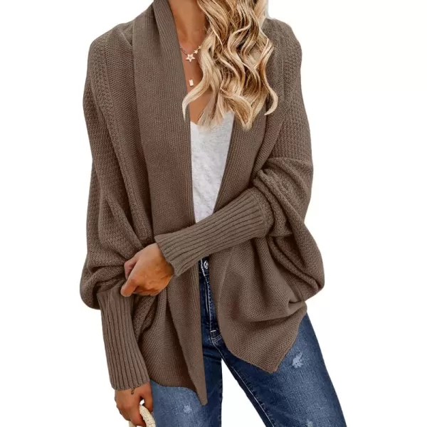 GRECERELLE Women's Kimono Batwing Cable Open Front Knitted Slouchy Oversized Wrap Cardigan Sweater Outwear Coat